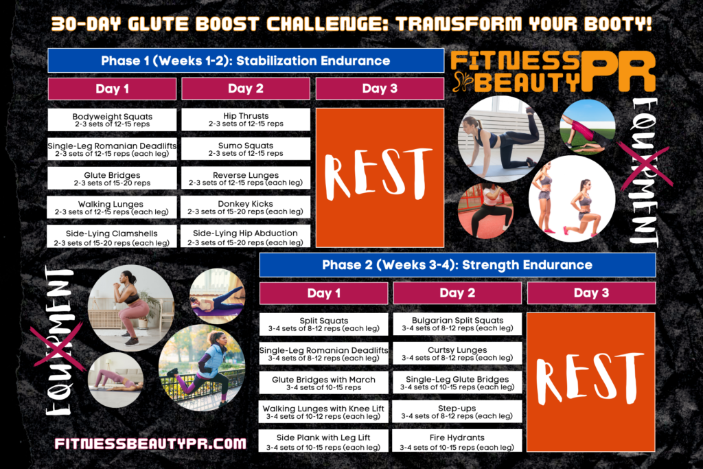 FitnessBeautyPR 30-Day Glute Boost Challenge with No Equipment