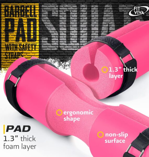 Fit Viva Foam Barbell Pad – Premium Pad for Weightlifting Home Gym pink