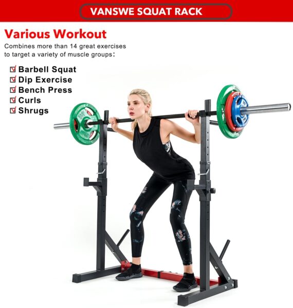 Vanswe Barbell Squat Rack- 550LBS Capacity for Home Gym Workouts various workouts